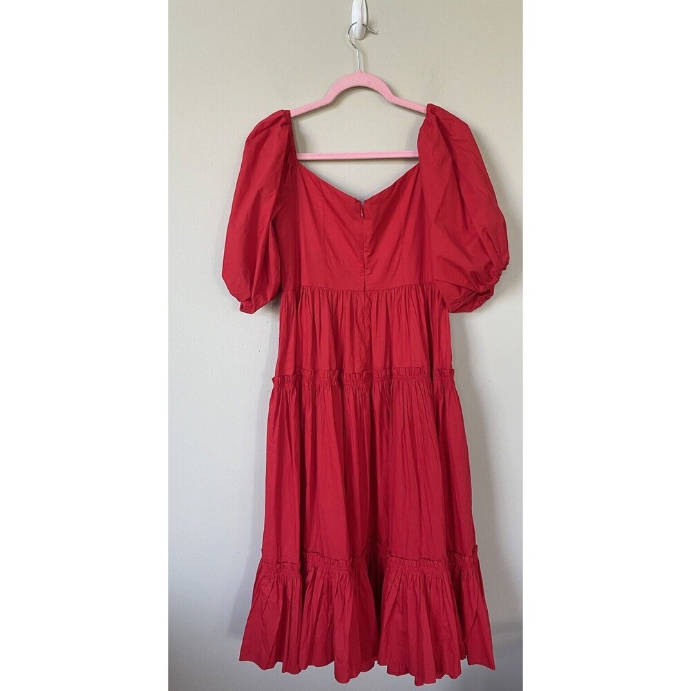 Anthropologie ATSU Dress Women 6 Red Off-The-Shoulder Preppy Poplin Sundress NWT - Picture 9 of 16